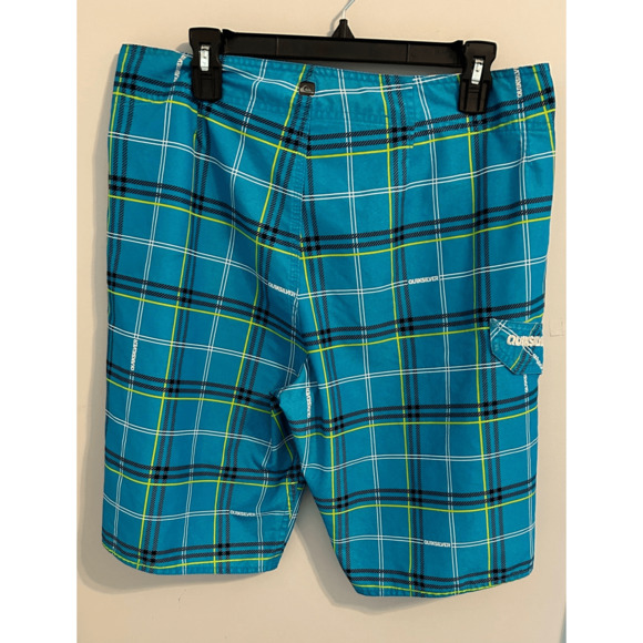 Quiksilver Men’s Blue Yellow Black Plaid Boardshorts Sz 34 - Picture 8 of 8